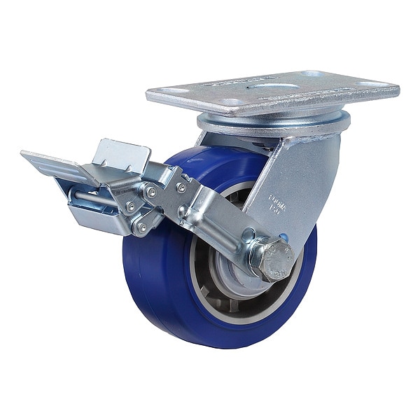 Plate Caster, Swivel, Polyurethane, 190mm H