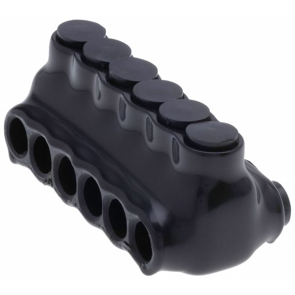Wire Connector, 6 Port, Black, Plastisol Insulation