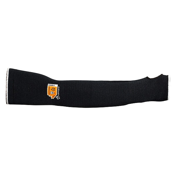 Cut-Resistant Sleeves: ANSI/ISEA Cut Level A4, Thumbhole, 18 in Length, Black, S, PR