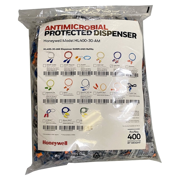 HL400 Earplug Dispenser Refill, Foam, Contoured-T, 33 dB NRR, Corded