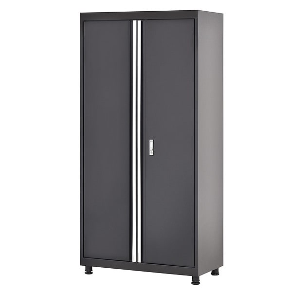Storage Cabinet, 75-1/2 in H, 36 in W, 18 in D, Black, 2 Shelves