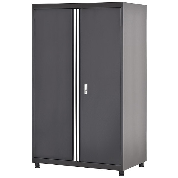 Storage Cabinet, 75-1/2 in H, 46 in W, 24 in D, Black, 2 Shelves