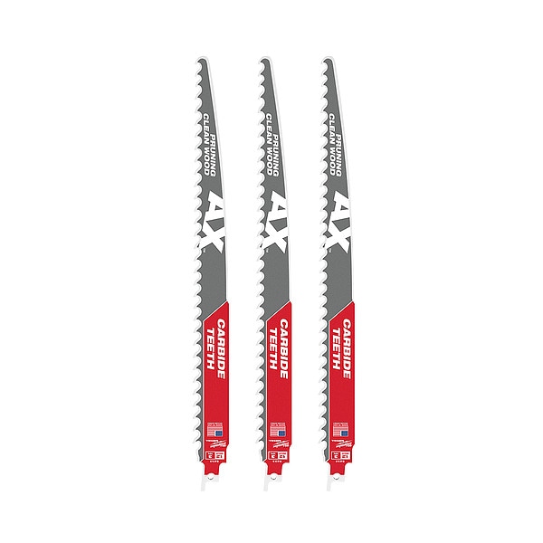 12 in. 3 TPI SAWZALL THE AX w/ CARBIDE TEETH Reciprocating Saw Blade for Pruning & Clean Wood (3 pk)
