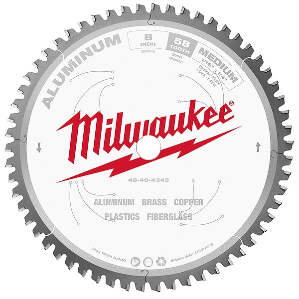 8 in. 58 Tooth Aluminum Cutting Circular Saw Blade (5/8 in. Arbor)