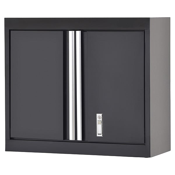 Wall Mount Cabinet, Steel, Black, 150 lb