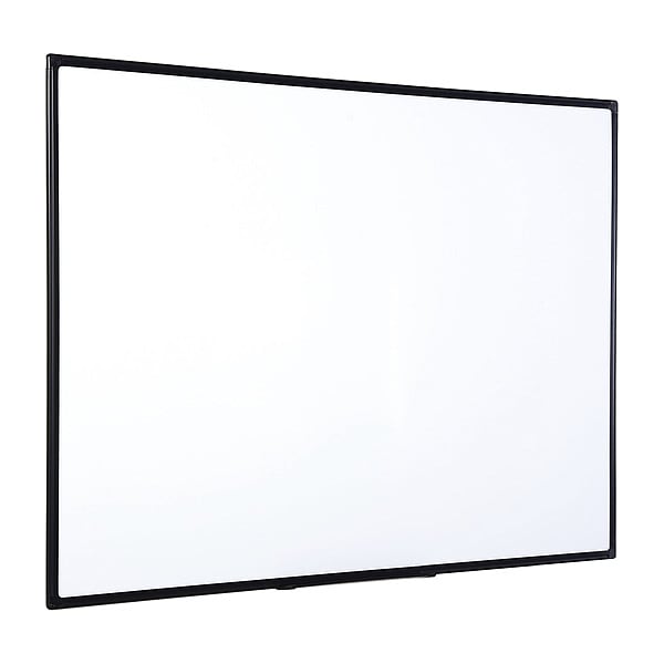 Dry Erase Board, Melamine, 35 13/32 in, 47 13/64 in, Plastic Frame, White, Matte