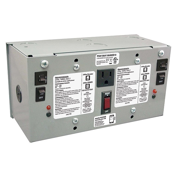 Enclosed Power Supply, 120V AC, 24V AC, 100VA