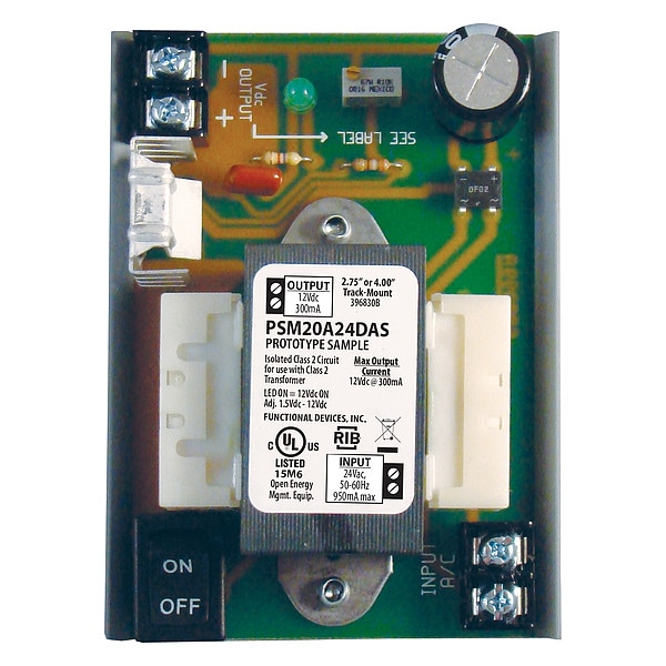 DC Power Supply, 24V AC, 1.5 to 14V DC, 300 mA, Track
