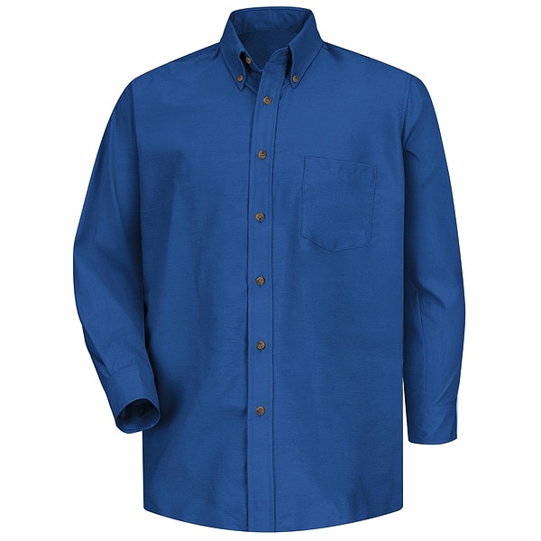 Men's Mns Ls Button Down Poplin Shirt-Rb, XL, Cotton/Polyester, Button Fronts, 1 Pocket(s), Blue, XL
