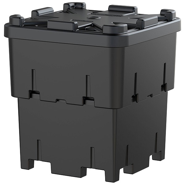 Stackable Bulk Containers with Lids 33 cu ft Volume Cap., 44 in L, 44 in W, 48 1/2 in H, HDPE