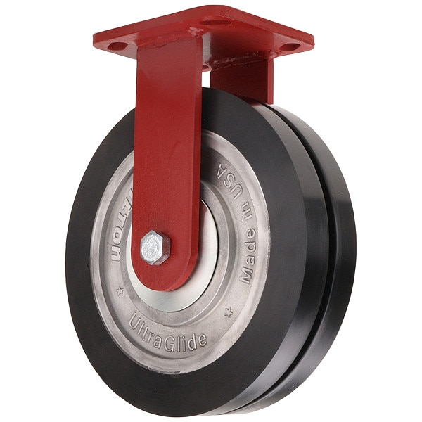 Plate Caster, Rigid, Polyurethane, 9 1/2"H