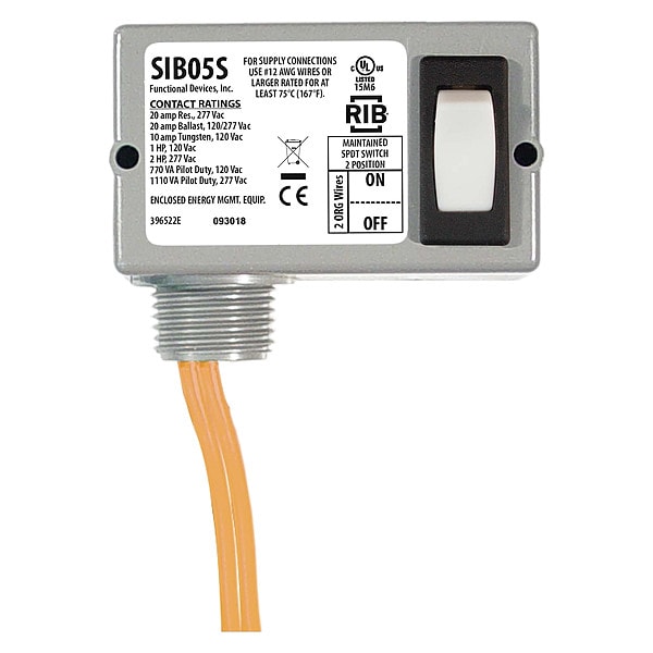 Prewired Rocker Switch, SPST, 20A at 277VAC