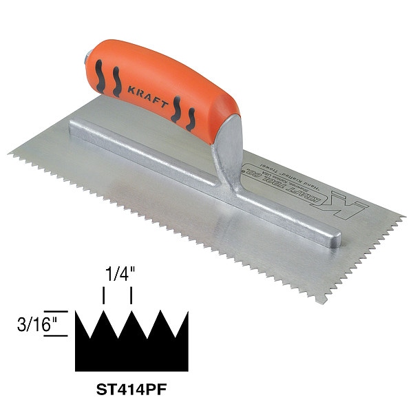 Trowel, V-Notch, 11in. L x 4-1/2in. W