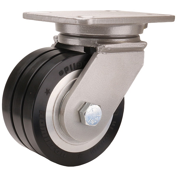 Plate Caster, Swivel, Polyurethane, 7 1/2"H