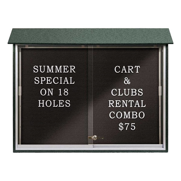 Outdoor Enclosed Letter Board 36"x24", 2 Door, Vinyl