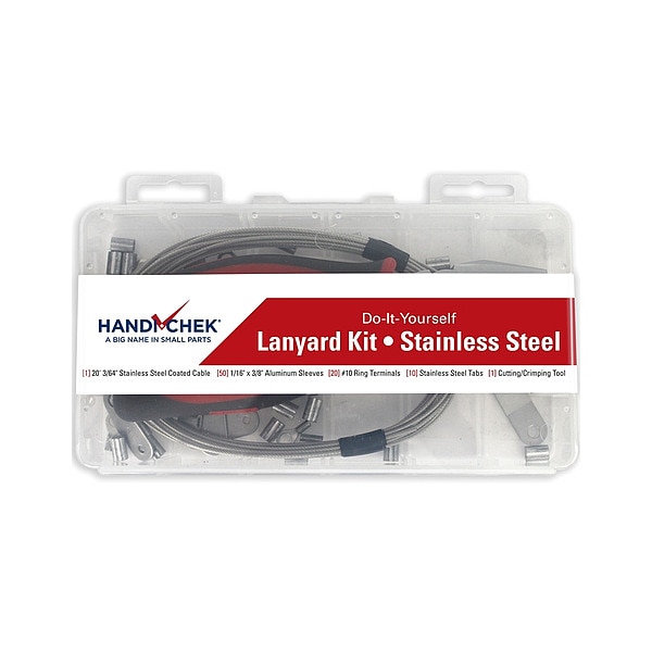 Do it Yourself Tool Lanyard Kit, 20 ft, 3/64 in Pin Dia., Stainless Steel, Nylon Coated