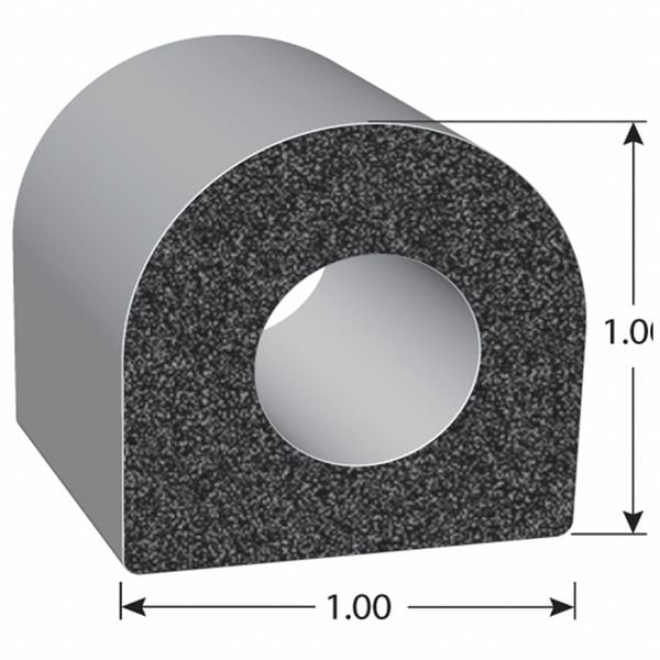 Seal, EPDM Rubber, Black, 125 ft L