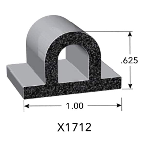 Seal, EPDM Rubber, Black, 100 ft L
