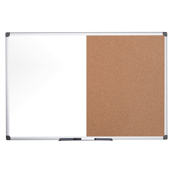 MasterVision Maya Series Combo Whiteboard/Cork Board, Wall Mount, 24"x36", Aluminum Frame