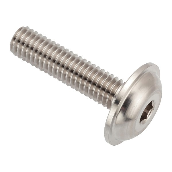 M6-1.00 x Machine Screw, Button Flanged, Plain 316 Stainless Steel