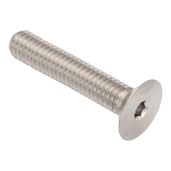 3/8"-16 Socket Head Cap Screw, Flat, Plain 18-8 Stainless Steel, 2-1/2 in Length