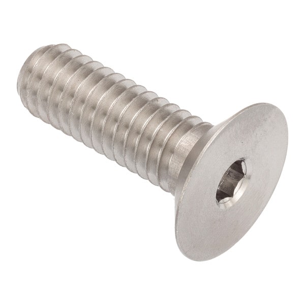 3/8"-16 Socket Head Cap Screw, Flat, Plain 18-8 Stainless Steel, 1 in Length