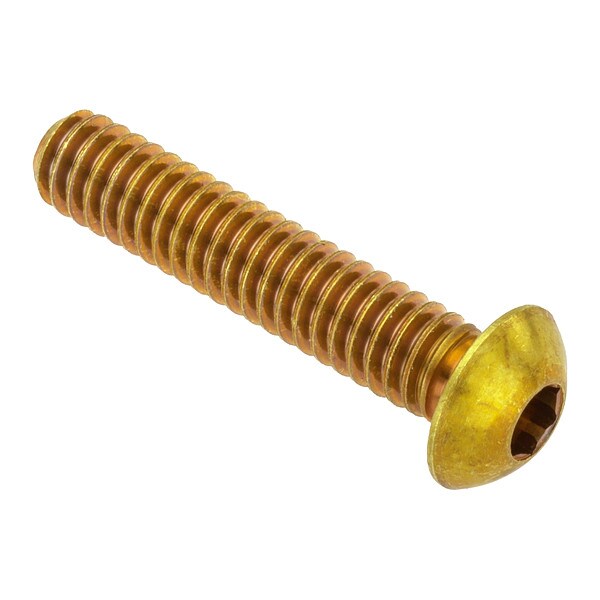 1/2"-13 Socket Head Cap Screw, Button, Plain Brass, 1-1/4 in Length