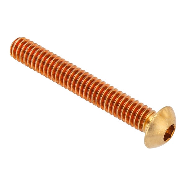 1/4"-20 Socket Head Cap Screw, Button, Plain Brass, 1-3/4 in Length