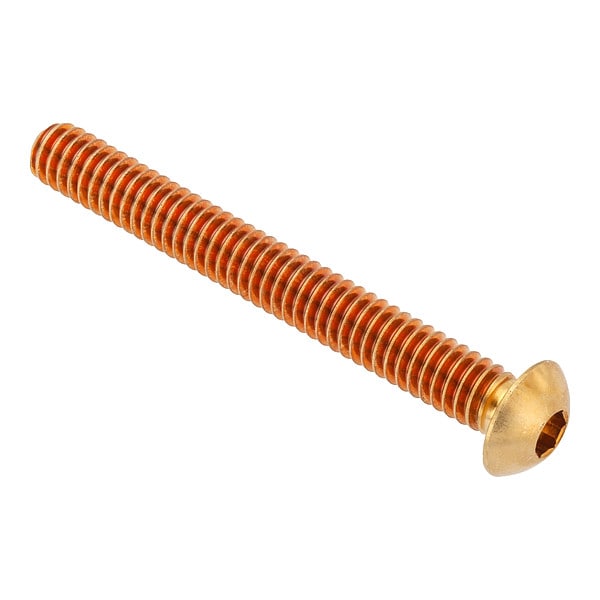 3/8"-24 Socket Head Cap Screw, Button, Plain Brass, 2 in Length