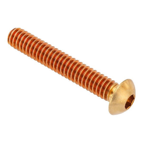 3/8"-16 Socket Head Cap Screw, Button, Plain Brass, 1-5/8 in Length