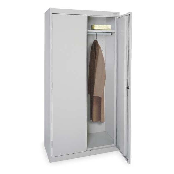 Wardrobe Storage Cabinet, 72 in H, 36 in W, 24 in D, Swing, Keyed, Gray, 1 Shelves, 0 Drawers