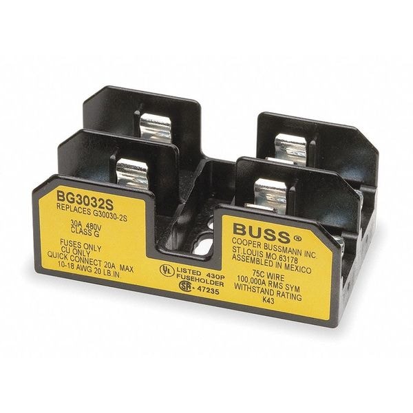 Open Fuse Block, G UL Class, 480V AC/DC Volt Rating, 2 Poles, Screw with Quick Connect