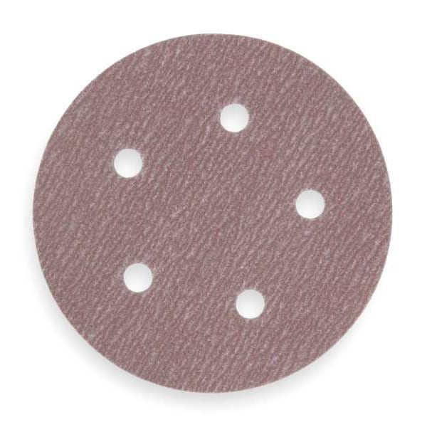 Hook-and-Loop Sanding Disc, 5" Dia, 5 Hole, Aluminum Oxide, P100 Grit, Coated Type, A275OP
