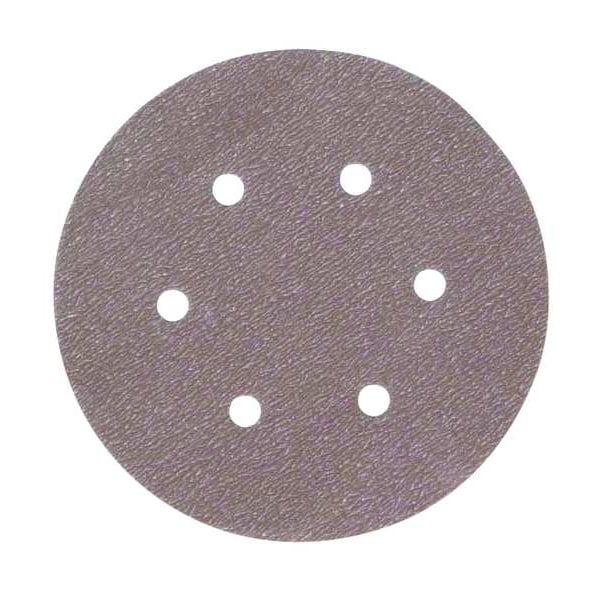 Hook-and-Loop Sanding Disc, 6" Dia, 6 Hole, Aluminum Oxide, P100 Grit, Coated Type, A275OP