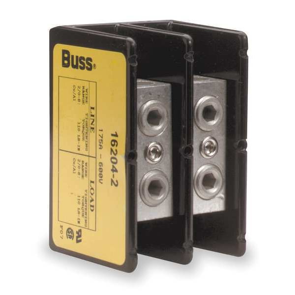 Miniature Power Distribution Block, Open, 2 Pole, 175 A Copper, 600 V AC/DC