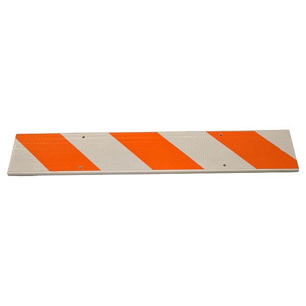 Barricade Beam, Plastic, Engineer, 8 in Height, 2 in Length, 4 lb, Orange/White
