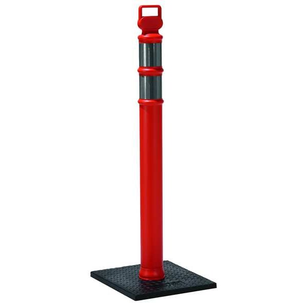 Delineator Post with Base, Polyethylene, 45 in H, Orange, High-Intensity Prismatic, Grabber Top