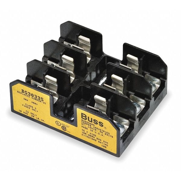 Open Fuse Block, 25 to 30A Amp Range, 480V AC/DC Volt Rating, 3 Poles, Screw with Quick Connect