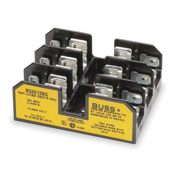 Open Fuse Block, G UL Class, 600V AC/DC Volt Rating, 3 Poles, Screw with Quick Connect