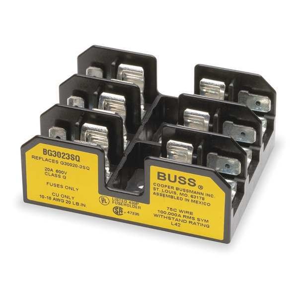 Open Fuse Block, 20 A Amp Range, 600V AC/DC Volt Rating, 3 Poles, Screw with Quick Connect