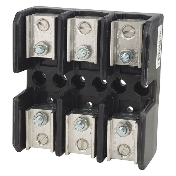 Open Fuse Block, 61 to 100A Amp Range, 600V AC/DC Volt Rating, 3 Poles, Box Lug