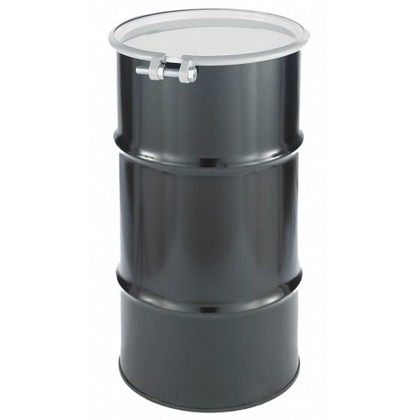 Open Head Transport Drum, Steel, 16 gal, Unlined, Black