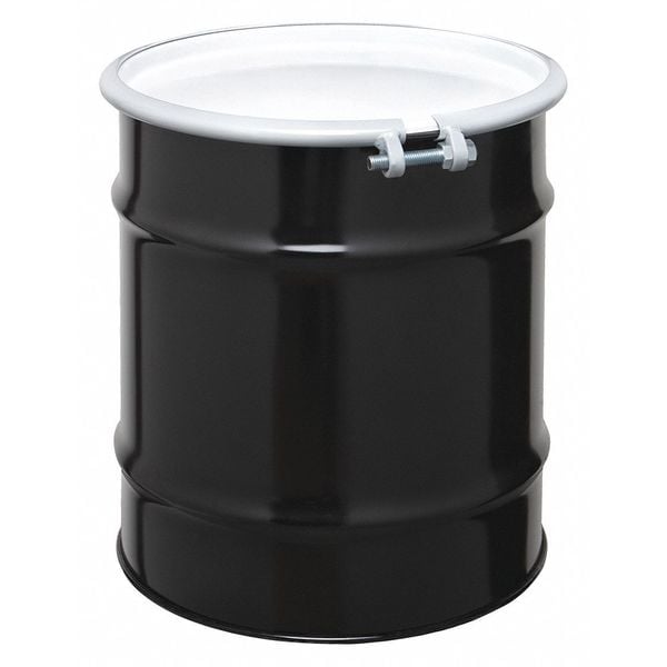 Open Head Transport Drum, Steel, 20 gal, Unlined, Black