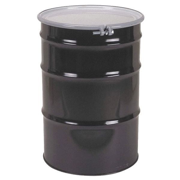 Open Head Transport Drum, Steel, 55 gal, Unlined, Black