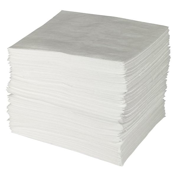 Sorbent Pad, 24 gal, 15 in x 19 in, Oil, White, Polypropylene