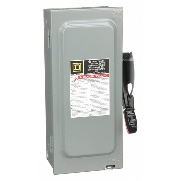 Fusible Safety Switch, Heavy Duty, 240V AC, 3PST, 30 A, NEMA 1