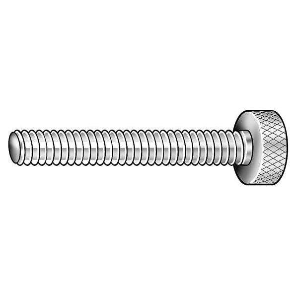 Thumb Screw, 5/16"-24 Thread Size, Round, Black Oxide Steel, 1/4 in Head Ht, 3 in Lg