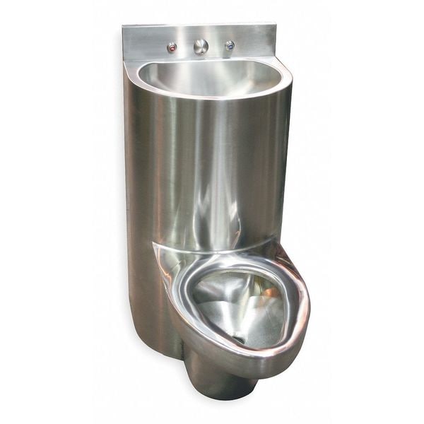 Prison Toilet and Sink Combination Unit, 1.6 gpf gpf, Floor Mount, Silver