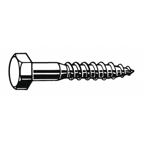 Lag Screw, 5/8 in, 5 in, Steel, Hot Dipped Galvanized Hex External Hex Drive, 25 PK