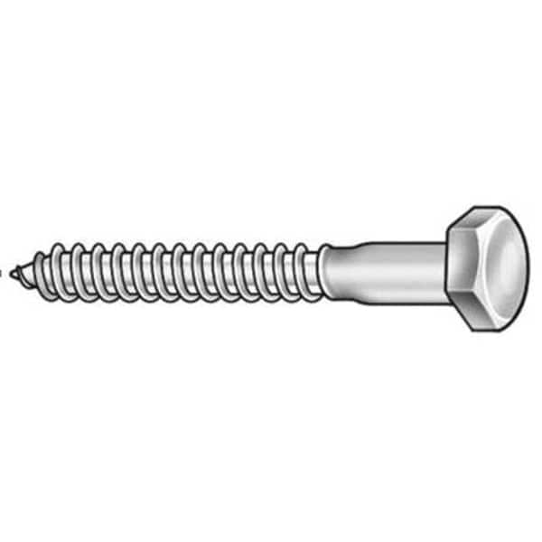 Lag Screw, 3/8 in, 6 in, Steel, Zinc Plated Hex External Hex Drive, 50 PK